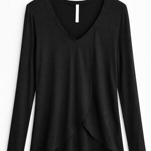 Aritzia Wilfred Black Long Sleeve Top Overlapping Top | XS/S